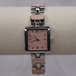 Women's Xhilaration Silver Watch with Pink Accents and Pink Face